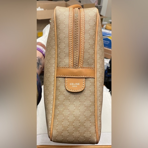 Celine Authentic Vintage Tan and Brown Bag with Leather Handles and Accents - Picture 7 of 16
